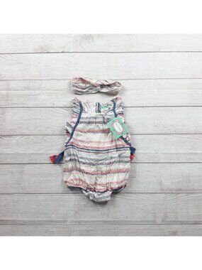 Chelsea’s Corner Baby Girl Romper Headband Set Stripe Sleeveless NWT 9-12 Months